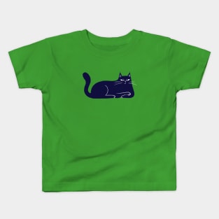 Moody blue cat annoyed mood - facing right Kids T-Shirt